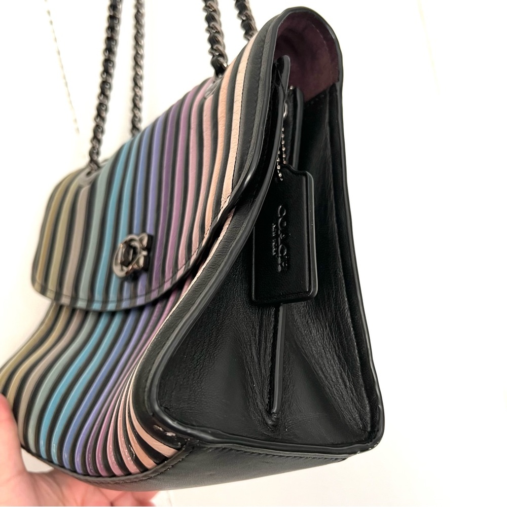 Coach Parker Rainbow Ombre Stripe Quilted Leather Convertible Shoulder Bag 52605 - Picture 3 of 11